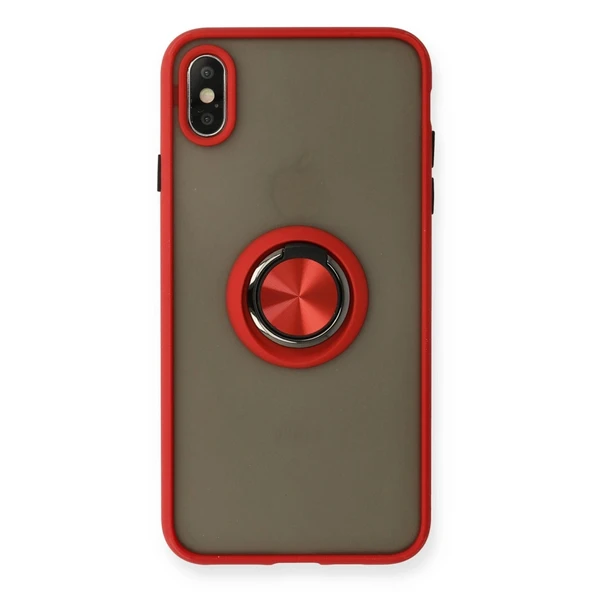 İphone X Kılıf Montreal Yüzüklü Silikon Kapak - Kırmızı ürün görseli 1