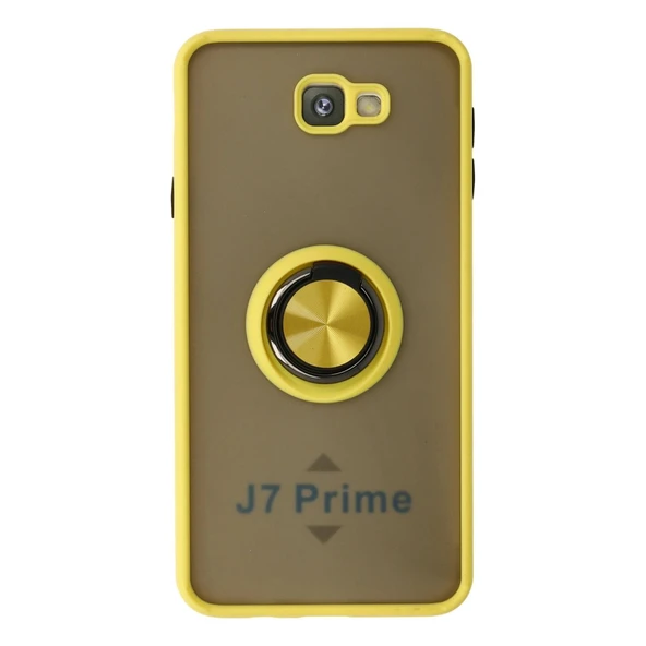 Samsung Galaxy J7 Prime Kılıf Montreal Yüzüklü Silikon Kapak - Sarı ürün görseli 1