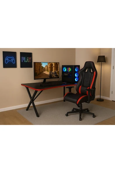 Olcay Aksesuar x Metal Ayaklı Oyuncu Masası Gamer Masa ürün görseli 1