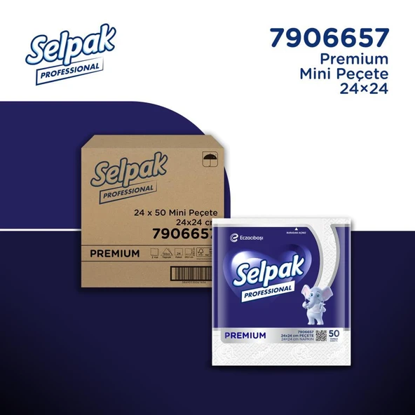 Selpak Professional Premium 24x24 cm 50'li Mini Peçete x 24 Adet ürün görseli 1