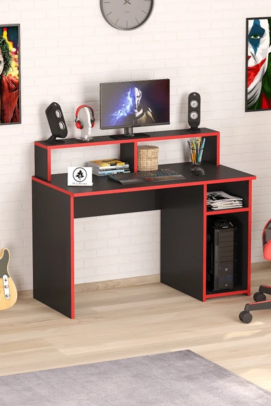 OlcayAksesuar Oyuncu Masası Gamer Model Çalışma Masası Siyah-Kırmızı Model ürün görseli 1