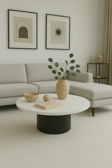 OlcayAksesuar Modern Kalın Kenarlı (36 mm kalınlıklı) Yuvarlak Orta Sehpa ürün görseli 1