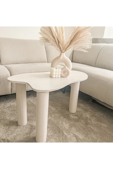 OlcayAksesuar Asimetrik 90x90 cm Modern Ahşap Ayaklı Orta Sehpa ürün görseli 1