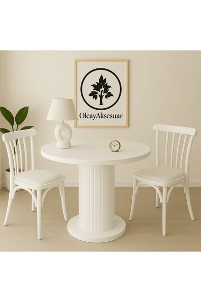 OlcayAksesuar Güneş Model 90 Çaplı 75 cm yükseklikli (36mm KALIN KENARLI) (SANDALYE YOK) Yuvarlak Yemek Masası ürün görseli 1