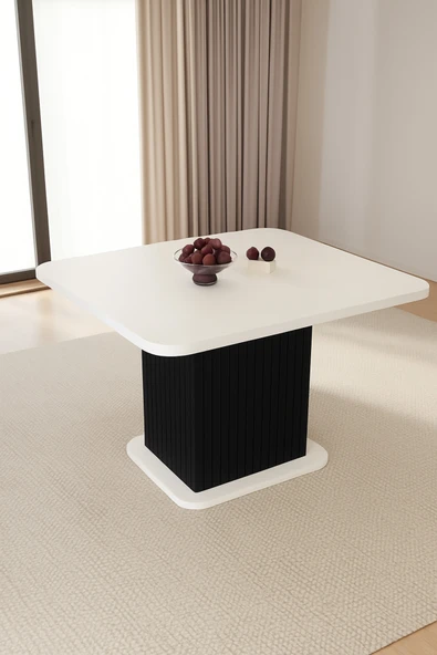 OlcayAksesuar Kuzey 90x90x75cm (36MM KALIN KENARLI) Kare Beyaz Sütunlu Yemek Masası (SADECE MASADIR) ürün görseli 1