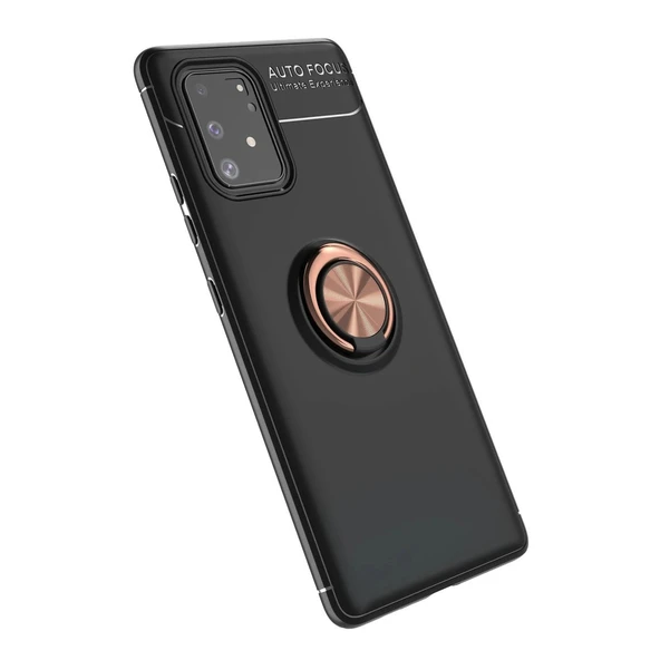 Samsung Galaxy A91 / S10 Lite Kılıf Range Yüzüklü Silikon - Siyah-gold ürün görseli 1