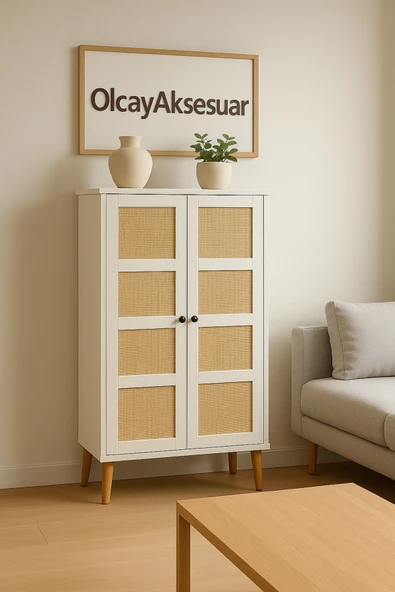 OlcayAksesuar 165 Cm Çok Amaçlı Kiler Dolabı Ayakkabılık Eşya Dolabı Hasır Dolap ürün görseli 1