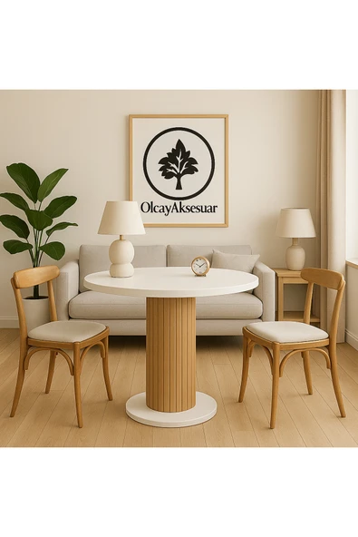 OlcayAksesuar Güneş Model 90 Çaplı 75 cm yükseklikli (36mm KALIN KENARLI) (SANDALYE YOK) Yuvarlak YemekMasası ürün görseli 1
