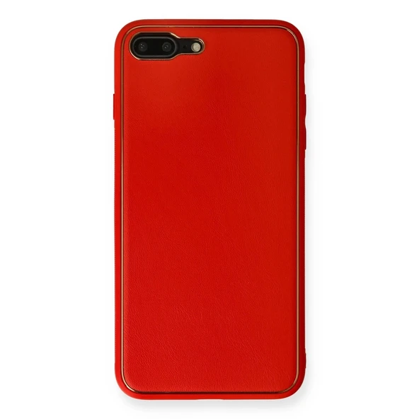 İphone 7 Plus Kılıf Coco Deri Silikon Kapak - Kırmızı ürün görseli 1