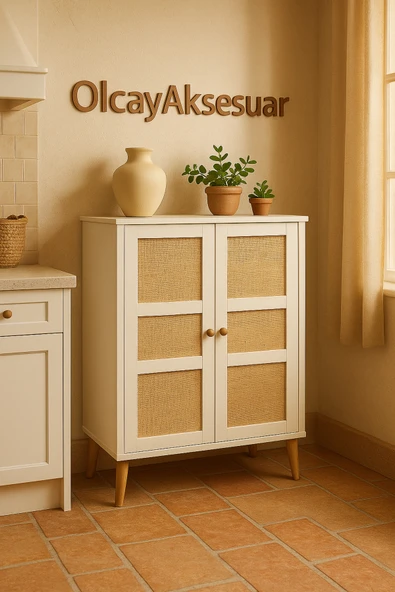 OlcayAksesuar 105 cm Çok Amaçlı Kiler Dolabı Ayakkabılık Eşya Dolabı Hasır Dolap ürün görseli 1