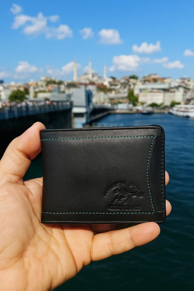 Newish Polo Hakiki Deri Kredi Kartlık Cüzdan Yan Model ürün görseli 1