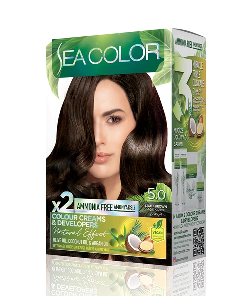 Sea Color Natural Effect Set Saç Boyası Amonyaksız 5.0 Açık Kahve ürün görseli 1