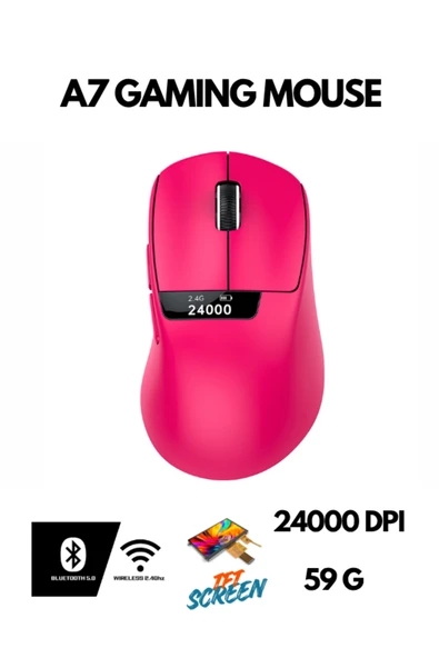 ATAsoft Freewolf A7 Kablosuz Dijtal Ekranlı Oyuncu Mouse PAW3311 1000 Hz 24000 DPI Bluetooth Mouse ürün görseli 1