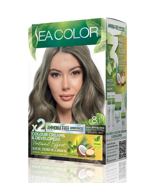 Sea Color Natural Effect Set Saç Boyası Amonyaksız 8.1 Küllü Açık Kumral ürün görseli 1