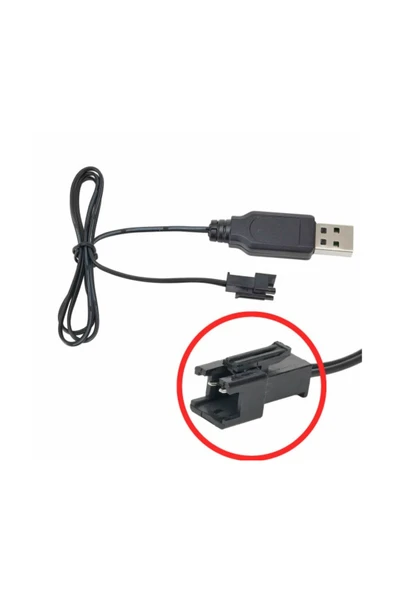 ARS Robotechnicals 3.7V / 3.6V Lityum Pil Usb Şarj Kablosu JST SM-2P Soket ürün görseli 1