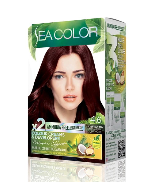 Sea Color Natural Effect Set Saç Boyası Amonyaksız 4.6 Kestane Kızılı ürün görseli 1