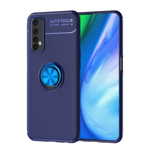 Realme 7 Kılıf Range Yüzüklü Silikon - Mavi ürün görseli 1