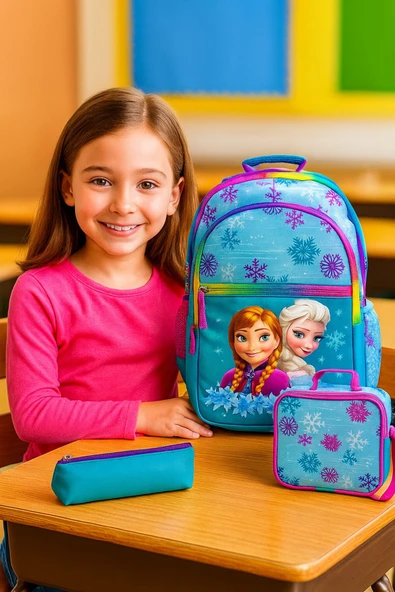 NewBag Kız Çocuk Baskılı Sırt İlkokul Çantası-3'lü Set ürün görseli 1