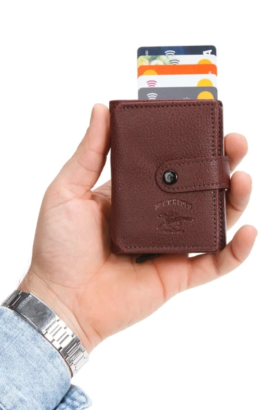Newish Polo Rfid Özellikli Patlı Mekanizmalı Akordiyon Kartlık Cüzdan Suni Deri - Bordo ürün görseli 1