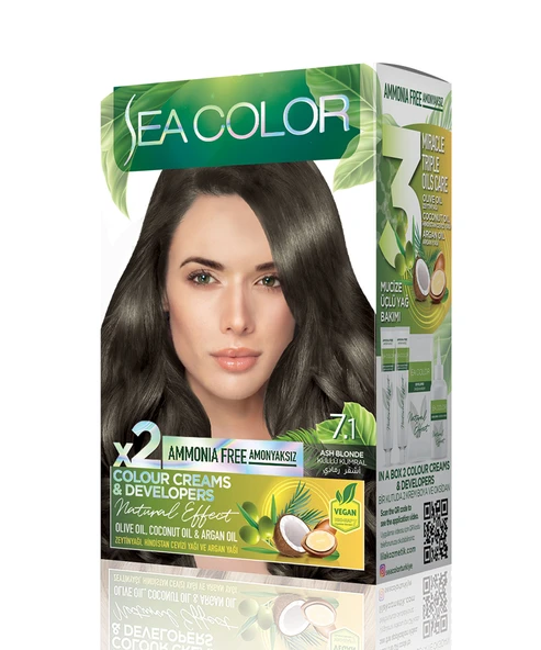 Sea Color Natural Effect Set Saç Boyası Amonyaksız 7.1 Küllü Kumral ürün görseli 1