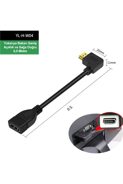silabor HDMI erkek dişi adaptör kablosu 90 derece L şeklinde dirsek HDMI uzatma kablosu 4K HD ürün görseli 1