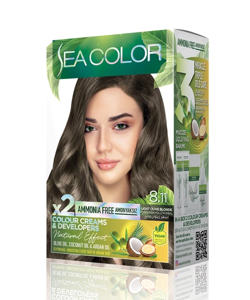 Sea Color Natural Effect Set Saç Boyası Amonyaksız 8.11 Yoğun Küllü Açık Kumral ürün görseli 1