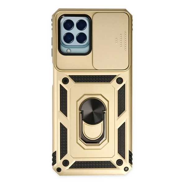 Samsung Galaxy M33 Kılıf Pars Lens Yüzüklü Silikon - Gold ürün görseli 1