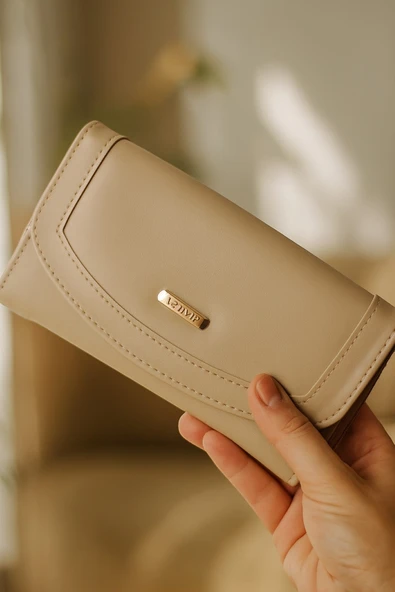 Newish Polo Zarf Model Kapaklı Fermuarlı Düz Suni Deri Kadın Portföy Cüzdan-Büyük Boy ürün görseli 1
