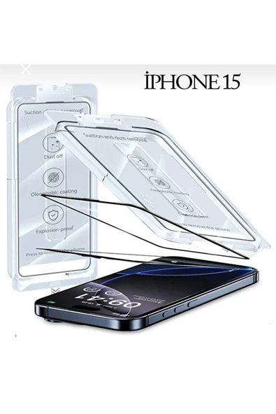 silabor İphone 15 Ekran Koruyucu Tam Kaplayan uyumlu Cam Darbe Emici Esd Anti Stati ürün görseli 1