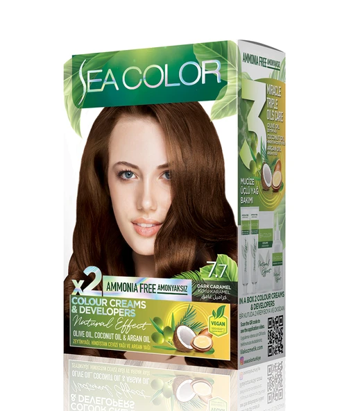 Sea Color Natural Effect Set Saç Boyası Amonyaksız 7.7 Koyu Karamel ürün görseli 1