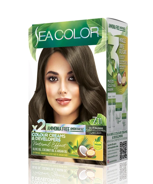 Sea Color Natural Effect Set Saç Boyası Amonyaksız 7.11 Yoğun Küllü Kumral ürün görseli 1