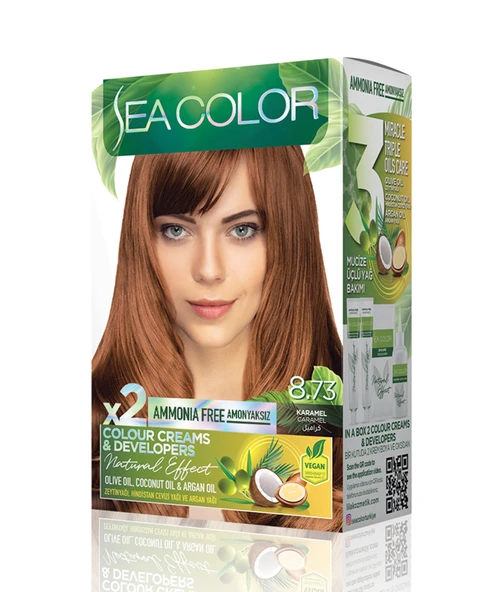 Sea Color Natural Effect Set Saç Boyası Amonyaksız 8.73 Karamel ürün görseli 1