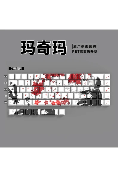 silabor 74 Tuşlu Klavye Keycaps, Yan Baskılı Arka Aydınlatmalı PBT 60/61/68 Mekanik Klavyelerle Uyumludur. ürün görseli 1