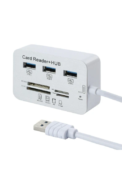 FreeWolf 7in1 USB3.0 Ayırıcı Kart Okuyucu Bilgisayar Genişletme Çoklu Arayüz COMBO Kart Okuyucu+HUB ürün görseli 1