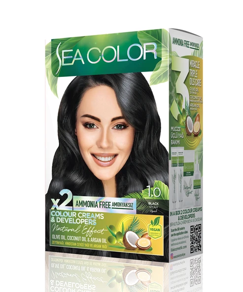 Sea Color Natural Effect Set Saç Boyası Amonyaksız 1.0 Siyah ürün görseli 1