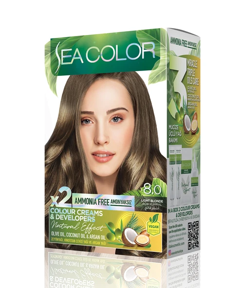 Sea Color Natural Effect Set Saç Boyası Amonyaksız 8.0 Açık Kumral ürün görseli 1