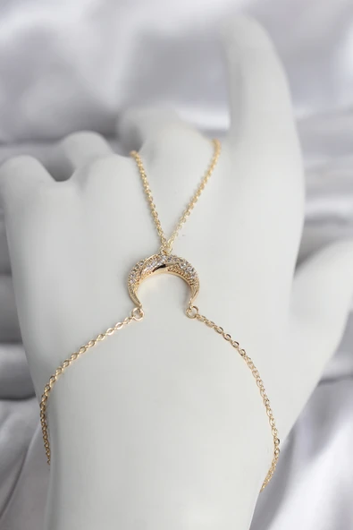 Pirinç Gold Renk Hilal Model Zirkon Taşlı Kadın Şahmeran - EBJ260404W41712 ürün görseli 1