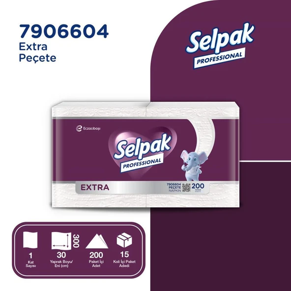 Selpak Profesyonel Extra Peçete 200'lü x 15 Adet - Resim 2
