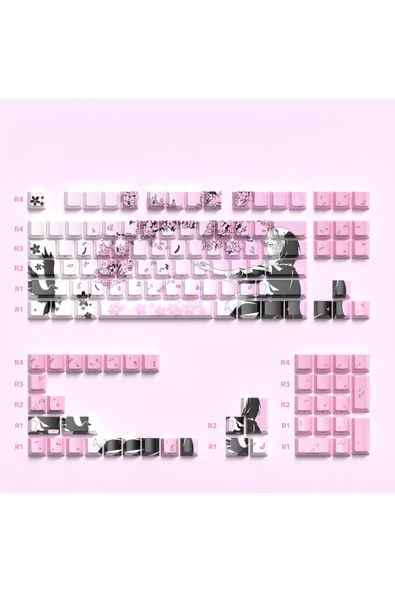 silabor 129 Tuş Orijinal Yan Baskılı Yarı Saydam PBT Süblimasyon Mekanik Klavye Tuşları Klavye Keycaps ürün görseli 1
