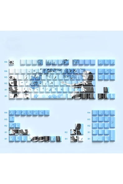 silabor 129 Tuş Orijinal Yan Baskılı Yarı Saydam PBT Süblimasyon Mekanik Klavye Tuşları Klavye Keycaps ürün görseli 1