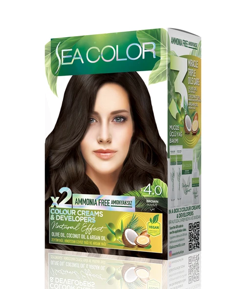 Sea Color Natural Effect Set Saç Boyası Amonyaksız 4.0 Kahve ürün görseli 1