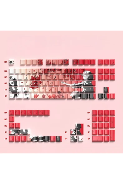 silabor 129 Tuş Orijinal Yan Baskılı Yarı Saydam PBT Süblimasyon Mekanik Klavye Tuşları Klavye Keycaps ürün görseli 1