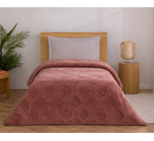 Özdilek Trendy Embos Tek Kişilik Battaniye(155x220)-Art Deco Sıcak Kahve ürün görseli 1