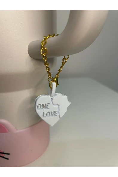 Freya One Love Kalp Model Quencher Termos Bardak Aksesuarı Zincirli Dekoratif Süs ürün görseli 1