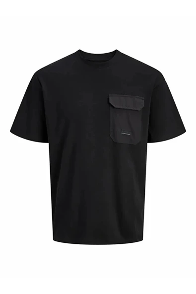Jack&jones 12293064 0 Yaka Erkek Tshirt - Siyah ürün görseli 1