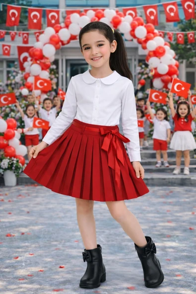 Kız Çocuk Beyaz Uzun Kollu Gömlek – Okul Etkinlik ve Bayram Gömleği 3-17 Yaş ürün görseli 1