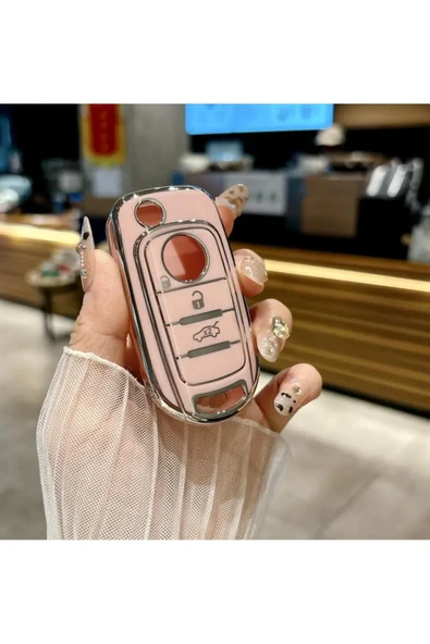 Freya FİAT 500X EGEA Pembe Gümüş Araba Anahtar Kılıfı Lüks Parlak Anahtarlık Koruyucu Kapak ürün görseli 1
