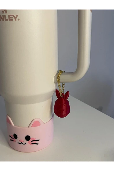 Freya Sevimli Tavşan Quencher Termos Bardak Aksesuarı Zincirli Dekoratif Süs ürün görseli 1
