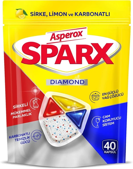 Asperox Sparx Dıamond 40 Kapsül Bulaşık Makinesi Tableti ürün görseli 1