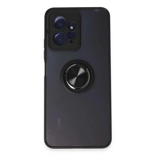 Xiaomi Redmi Note 12 4g Kılıf Montreal Yüzüklü Silikon Kapak - Siyah ürün görseli 1
